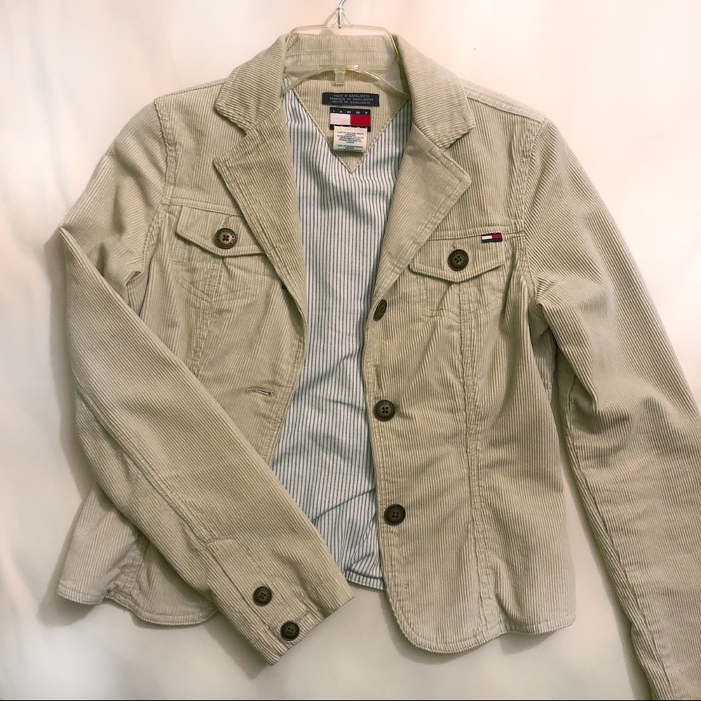Tommy Jeans Cream Corduroy Blazer Jacket sz S
